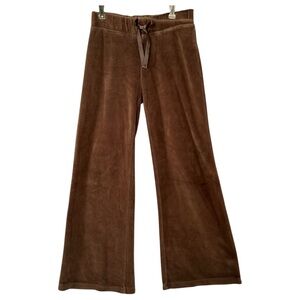 DUCK HEAD Girls Brown Velour Wide-Leg Pants Size 10 MEDIUM Bow Detail